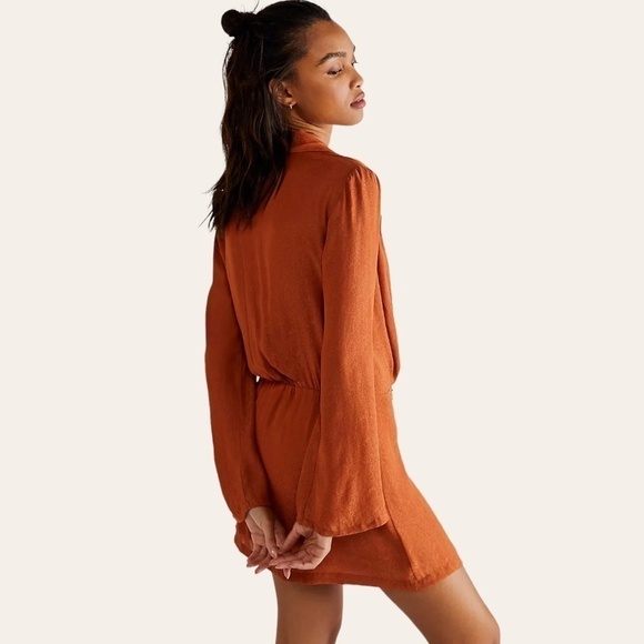FREE PEOPLE NWT Simone Long Sleeve Blazer/Wrap-Style MiniDress-Cinnamon/LG - Picture 6 of 15